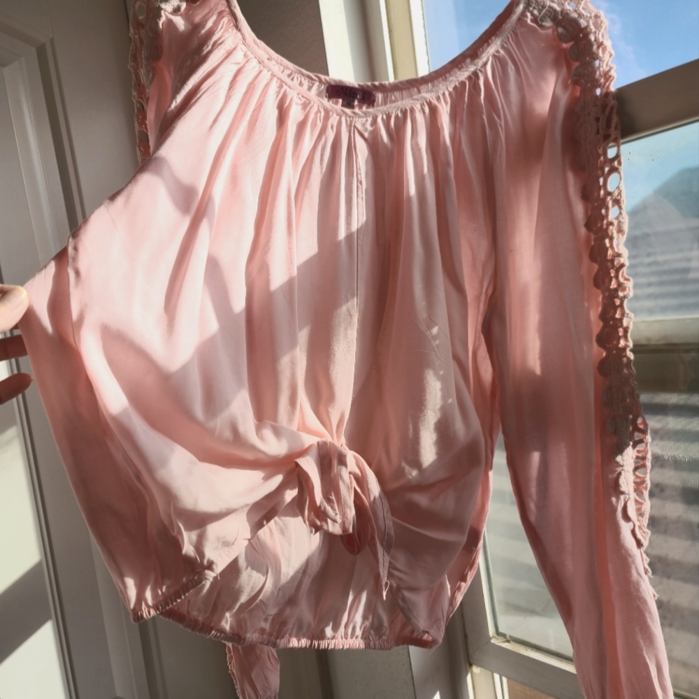 Boho Pink Cut-out  Blouse Women's M